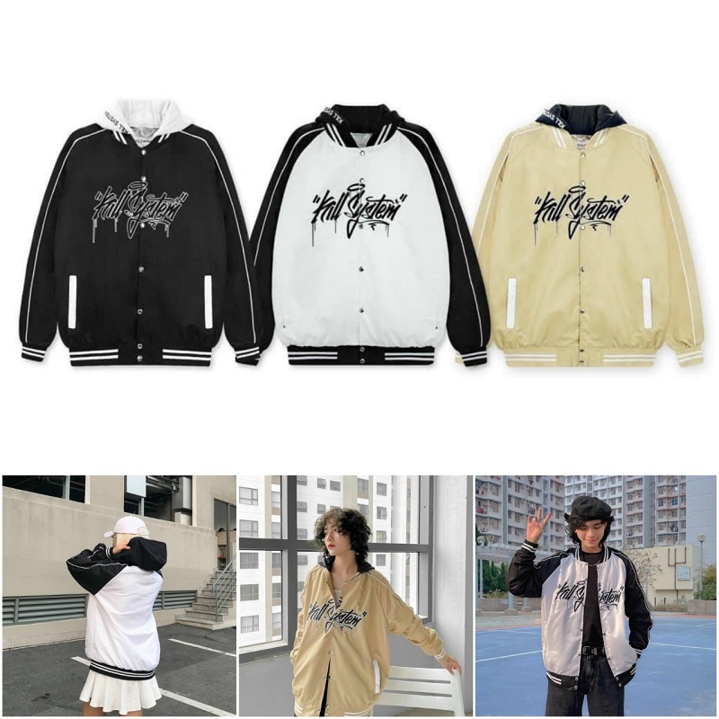 Áo Gió Kill System Nam nữ Cặp ĐôiHOT RẺ ĐẸPÁo Dù Unisex Rộng 2 Lớp Kiểu Bomber Bóng Chày Chống Nắng Couple Jakets - THIÊN HÀ SHOP ÁO KHOÁC DÙ GIÓ BOMBER