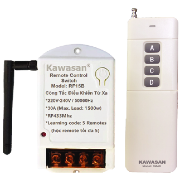Công Tắc Điều Khiển Từ Xa Có Ăng- Ten KAWASAN RF15B - RM4D -HÀNG CHÍNH HÃNG