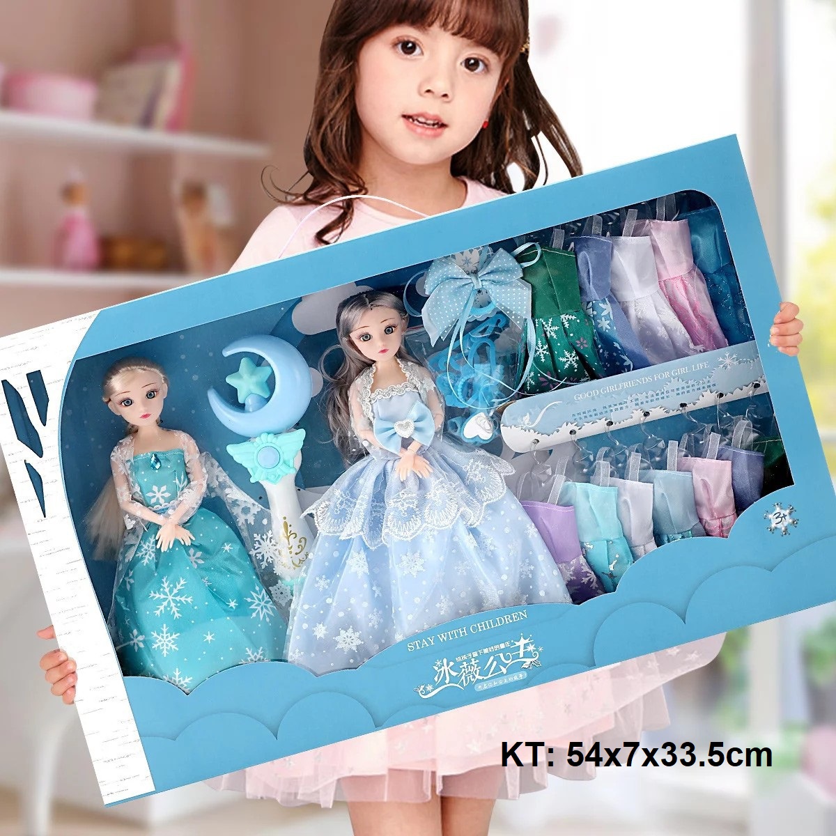 Búp bê đồ chơi thỏ bông trong hộp bánh có quai đeo cho bé gái 2 3 4 5 tuổi, quà tặng sinh nhật cho bé