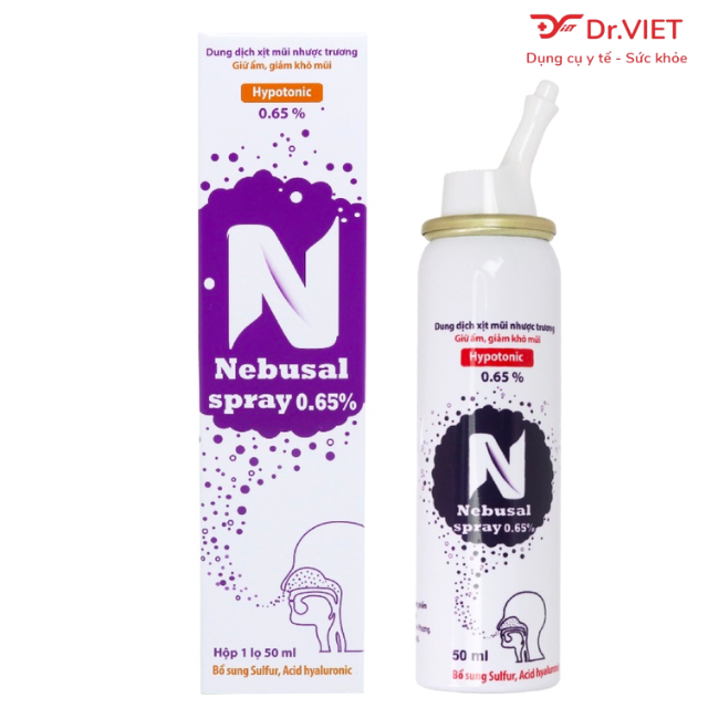 Dung dịch xịt mũi nhược trương Nebusal spray 0.65% Chính hãng - Giúp cấp ẩm, giảm khô mũi, phục hồi tổn thương mũi, phù hợp cho cả người lớn và trẻ nhỏ(50ml)
