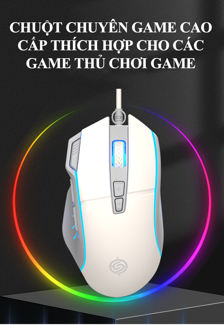 Chuột chơi game có dây K-snake Q6 có đèn led tự động đổi màu với 4 mức độ DPI lên đến 7200 dành cho game thủ - HN