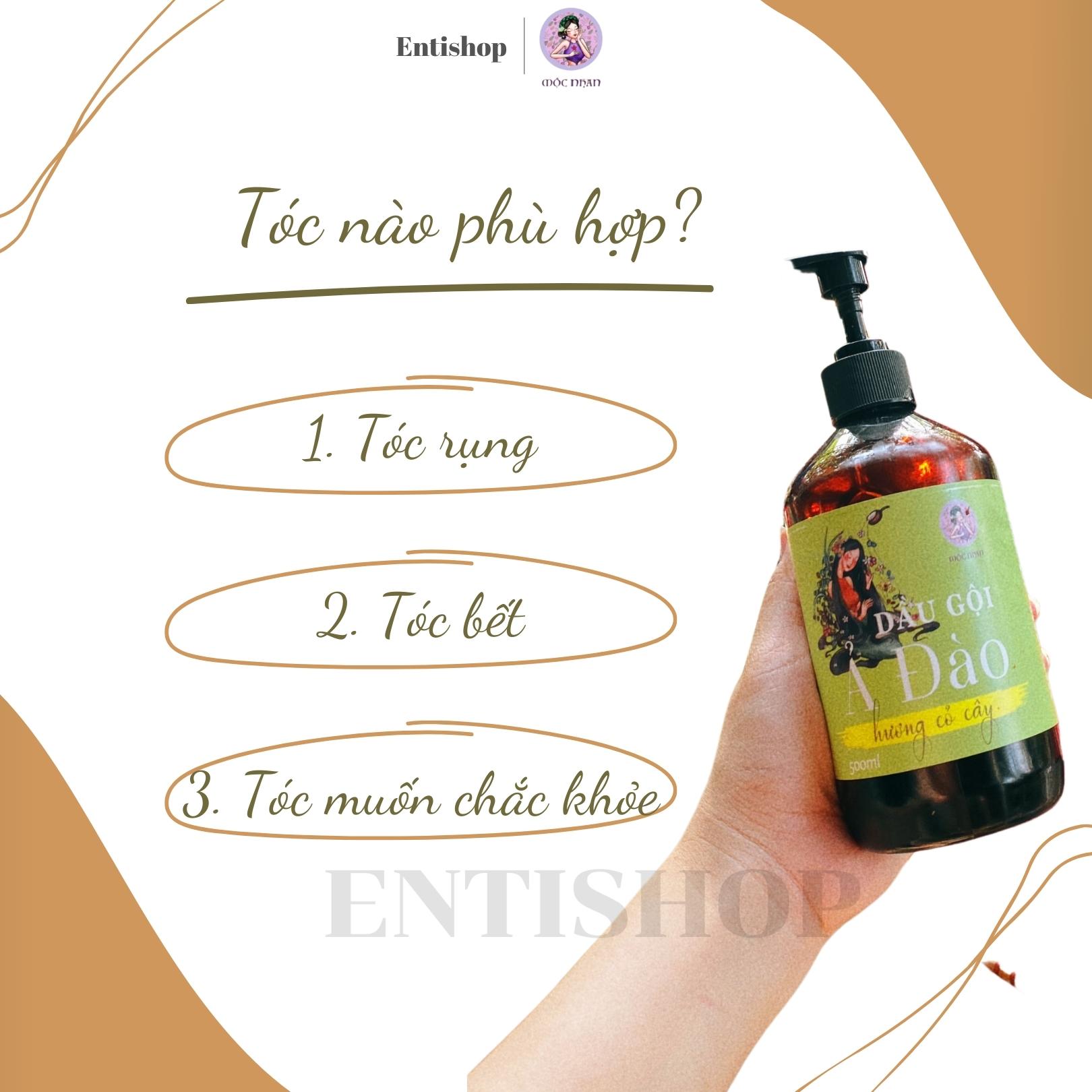 Dầu gội thảo dược bồ kết Ả đào hương cỏ cây Mộc Nhan ngăn rụng, dưỡng tóc chắc khỏe 500ml