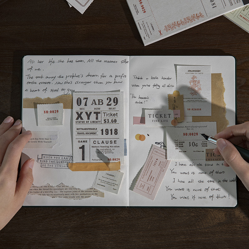 Mix 40 tờ ticket 8 mẫu dễ xé dùng để trang trí sổ tay theo phong cách cổ điển vintage junkjournal