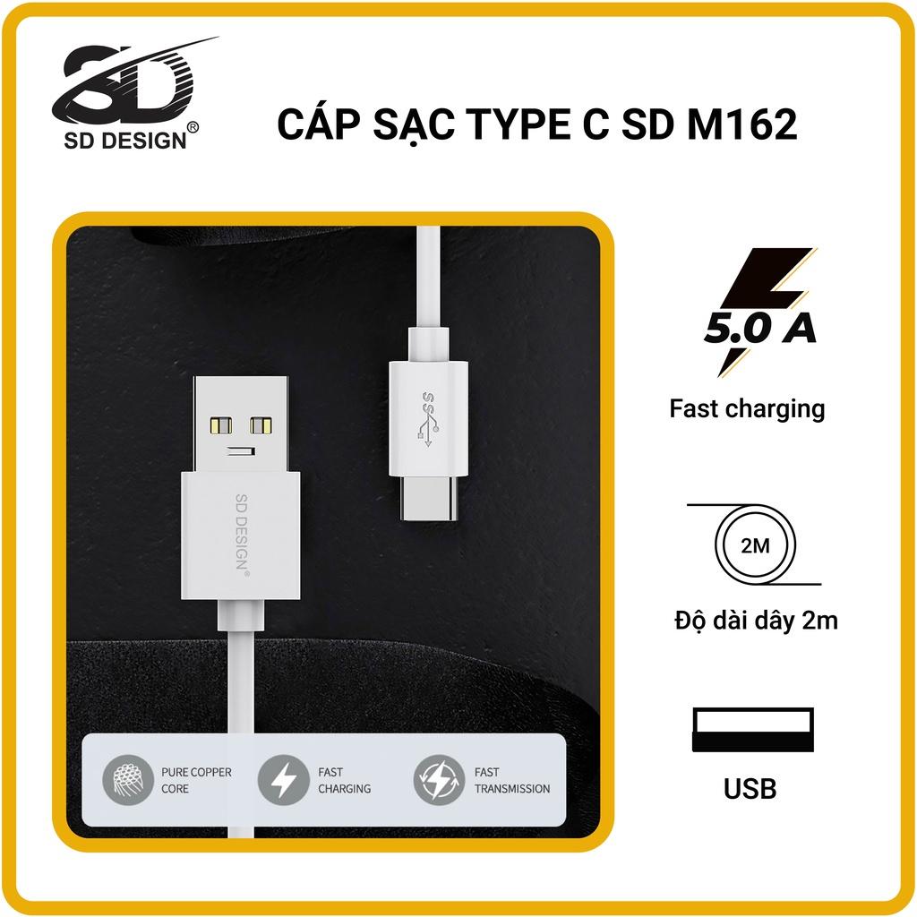 Cáp sạc TypeC SD DESIGN M162 dây dài 2m2 chân sạc sử dụng cho các máy samsung oppo xiaomi bảo hành 1 đổi 1