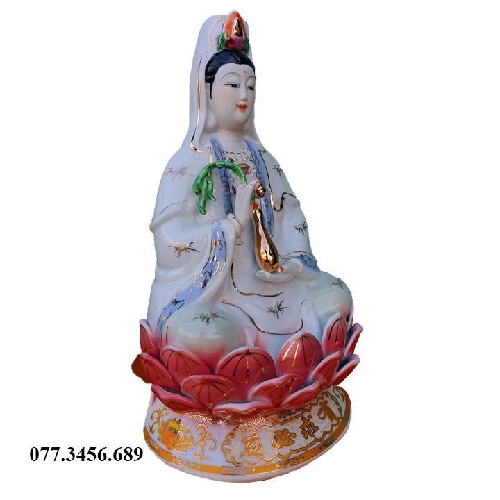 Tượng Phật Bà Quan Âm 14in Màu Xanh
