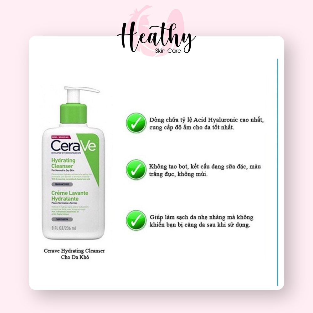 Sữa Rửa Mặt Dành Cho Da Thường Và Da Khô CeraVe Hydrating Cleanser 236ml