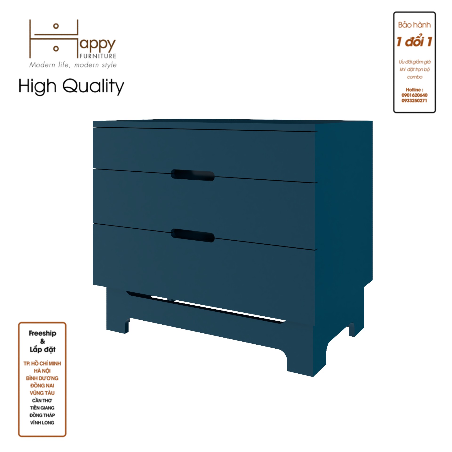 [Happy Home Furniture] MOLLY, Tủ lưu trữ 3 ngăn kéo, 70cm x 45cm x 62cm ( DxRxC), THK_106