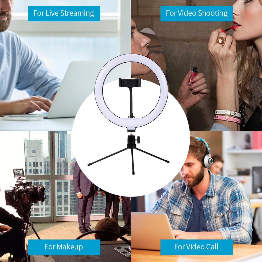 Đèn tự sướng LED Ring Light có chân đế máy tính để bàn phích cắm USB cho YouTube Tik Tok Live 10 inch