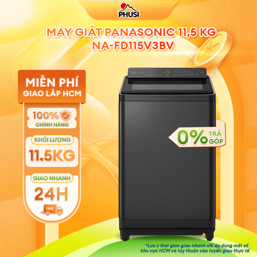 Máy giặt Panasonic Inverter 11.5 Kg NA-FD115V3BV - Mẫu mới 2025 - Hàng Chính Hãng, Mới 100%