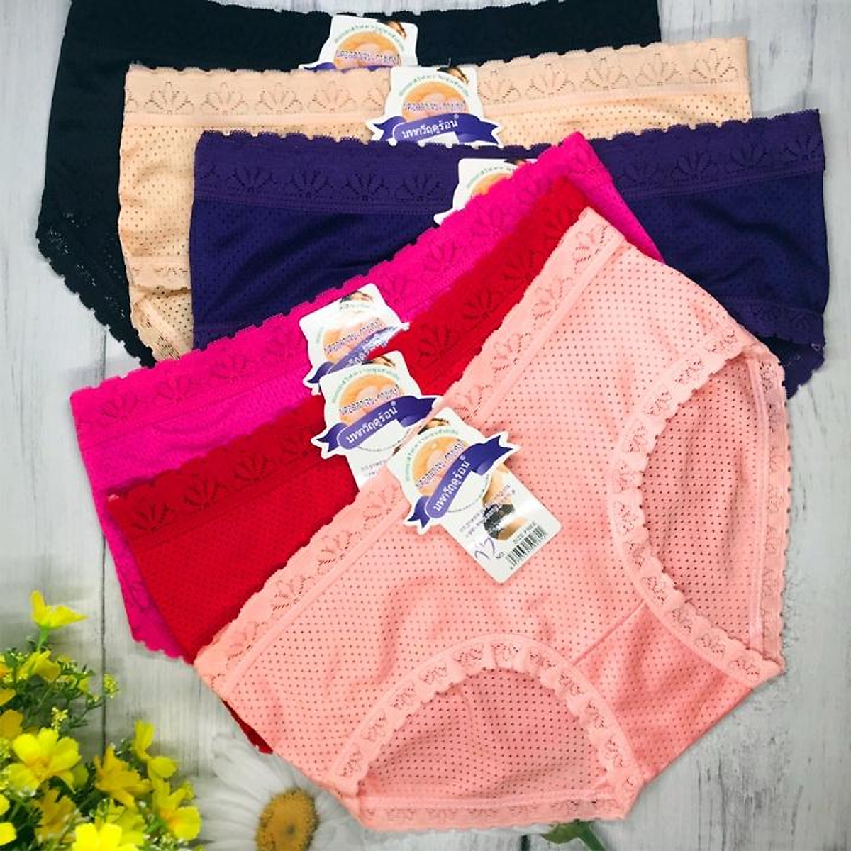 Bộ 10 quần lót Thái Lan thông hơi viền ren cao cấp size 40-62kg