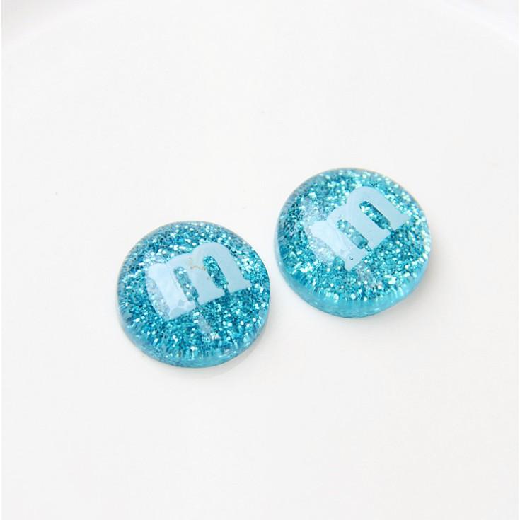 HN * Charm kẹo M&M với nhũ các màu dùng trang trí nút áo, vỏ điện thoại, Jibbitz, slime, DIY