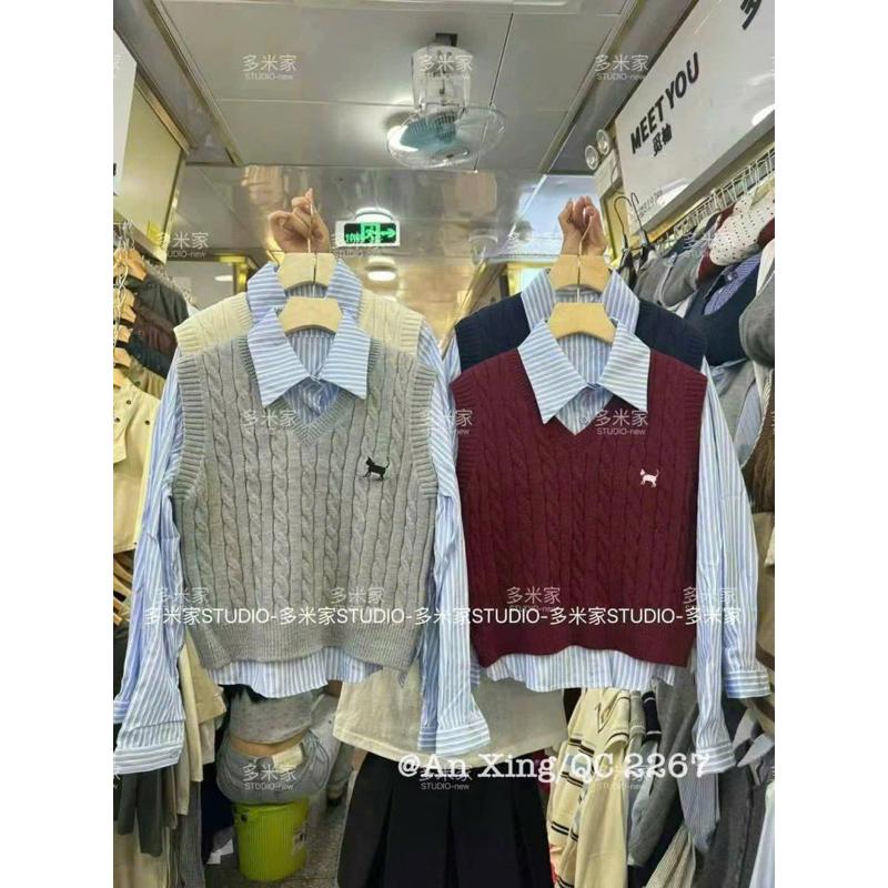 set gile thừng thêu chó kèm sm kẻ 2267 BY JOLIE - Be