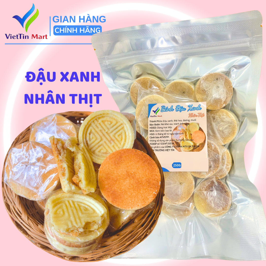 Bánh Đậu Xanh Nhân Thịt Nướng Giòn 250g VietTin Mart