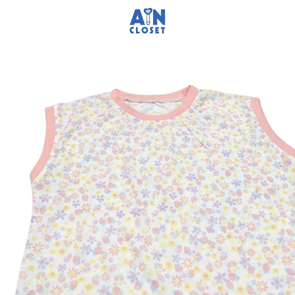 Áo ngắn tay bé gái họa tiết Hoa Nhí hồng thun giấy - AICDBGGVF4MT - AIN Closet