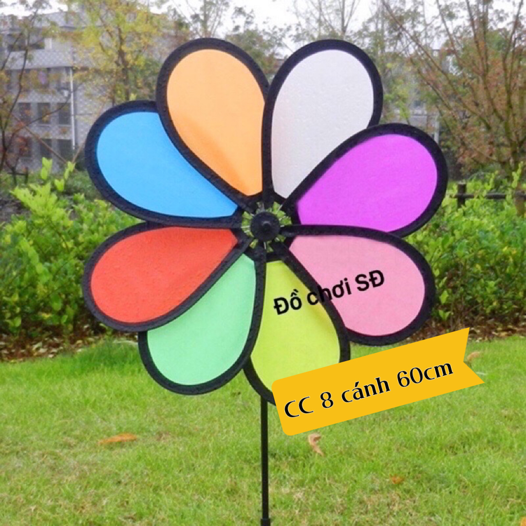 Combo 2 chong chóng gió lớn 60cm 8 cánh - tặng 1 chong chóng 20cm có hình