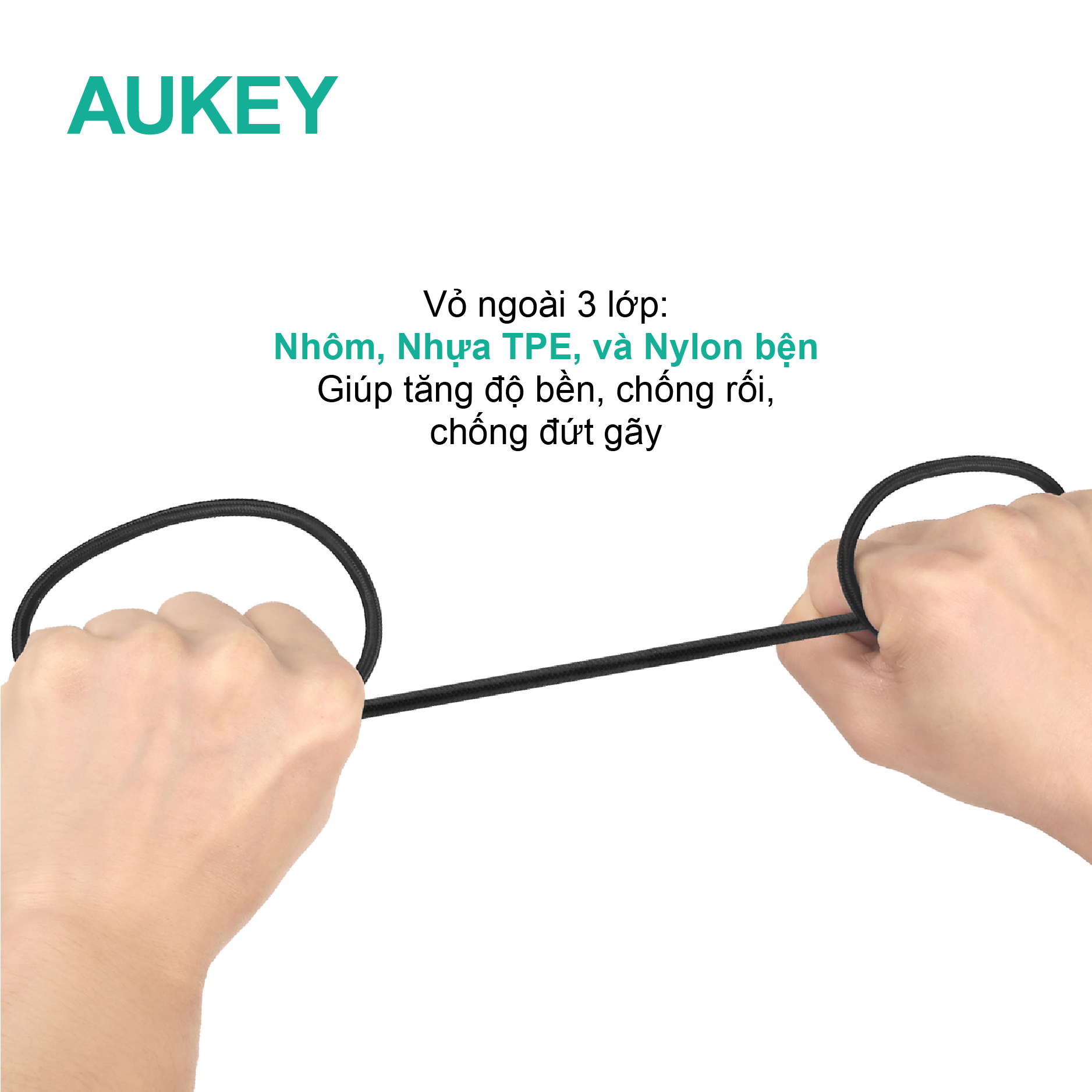 Dây cáp Aukey USB-C To USB-C 2.0 dài 1 mét Aukey CB-CD5, hàng chính hãng