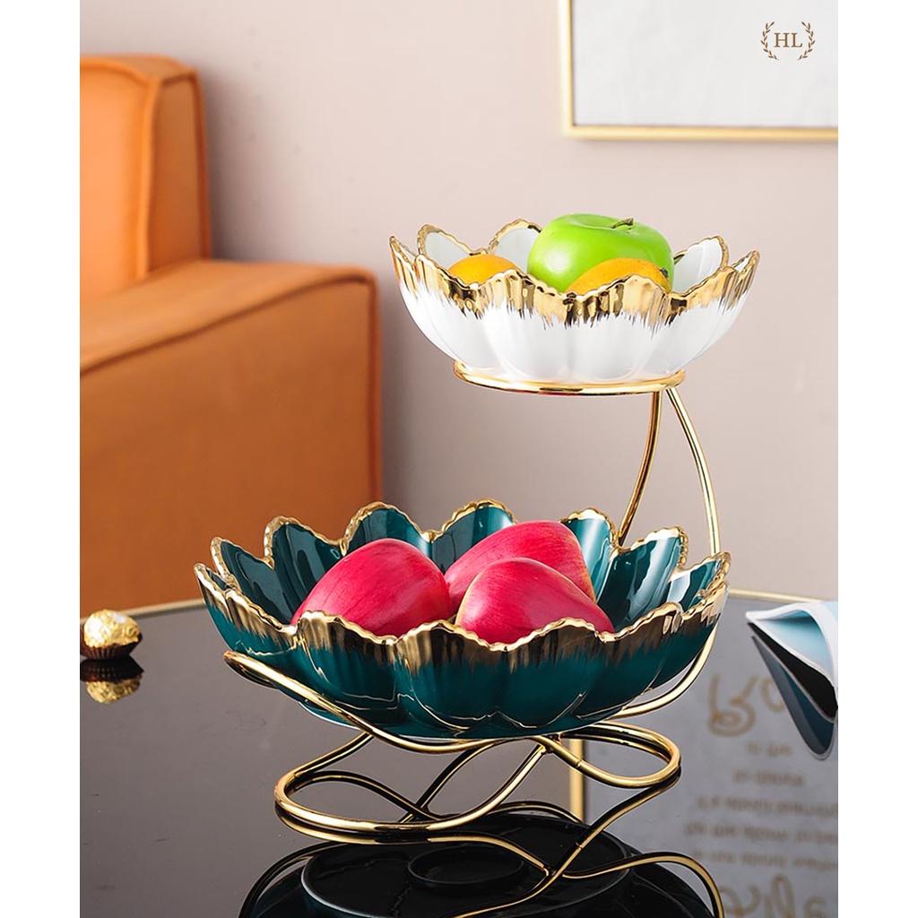 Kệ Sứ 2 Tầng Bắc Âu - Home Decor | Bát Tô sứ kèm kệ inox 2 tầng phong cách VINTAGE 2023