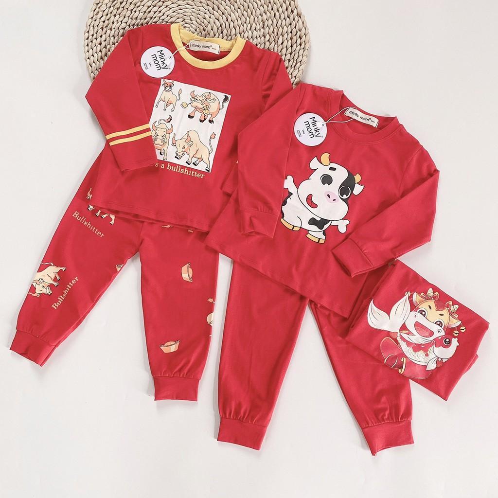 Bộ dài tay cotton cao cấp 100% Miky m0m họa tiết trâu cho bé trai bé gái