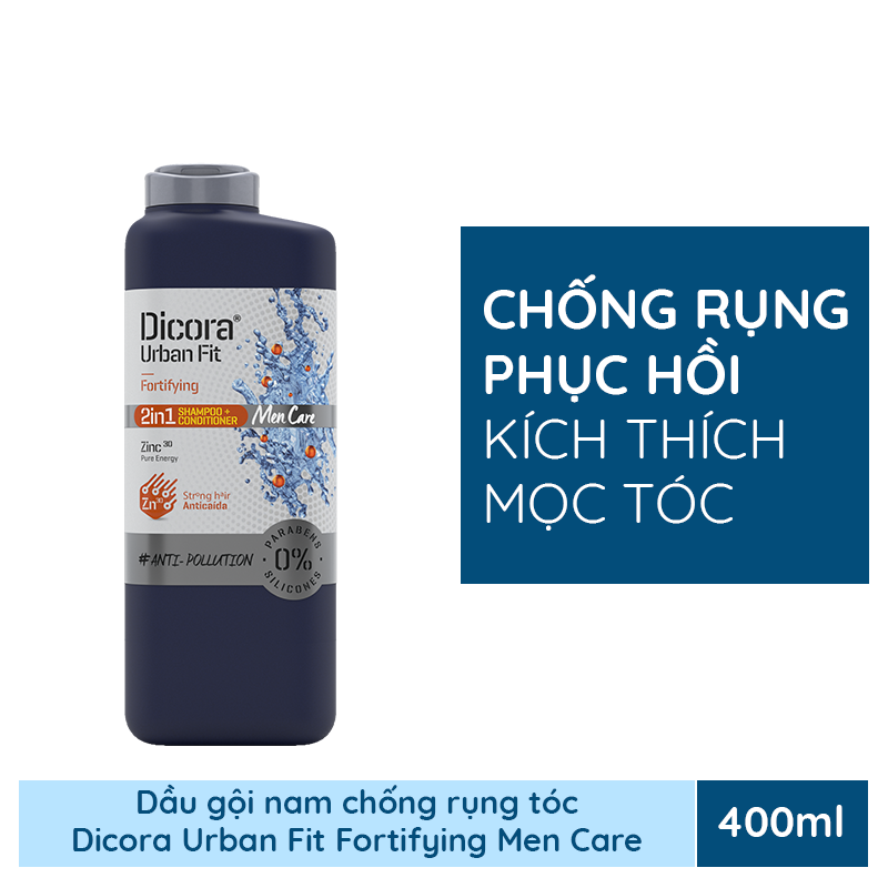 Dầu gội nam ngăn ngừa rụng tóc Dicora Urban Fit Fortifying kết hợp xả 2 trong 1 400ml