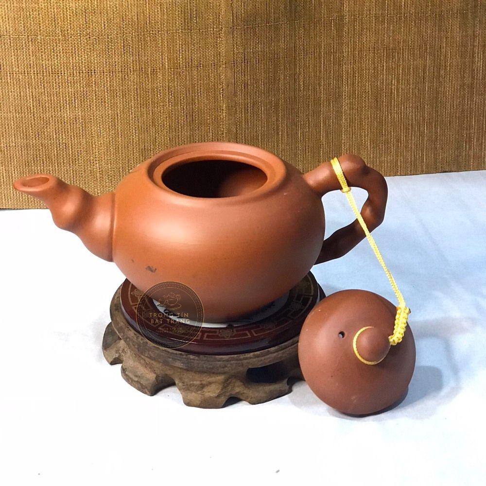 Ấm Trà Đạo Gốm Tử Sa Bát Tràng Vẽ Mai Trắng Dáng Trúc Đoạn Dung Tích 220ml ATSML 013