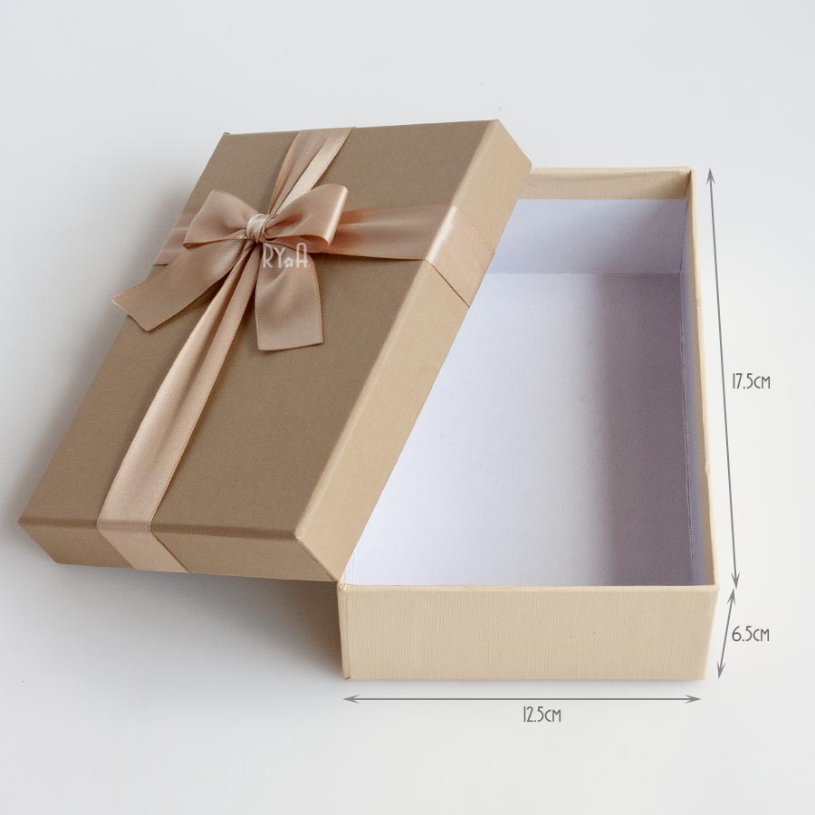 Hộp quà chữ nhật đính nơ (17.5x12.5x6.5cm), hộp quà tặng sinh nhật, hộp quà tặng 8/3, Valentine