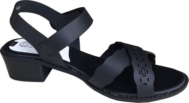 Giày sandal nữ Trường Hải gót vuông 4cm màu đen đế cao su mềm dẻo chống trơn thời trang cao cấp XDN235