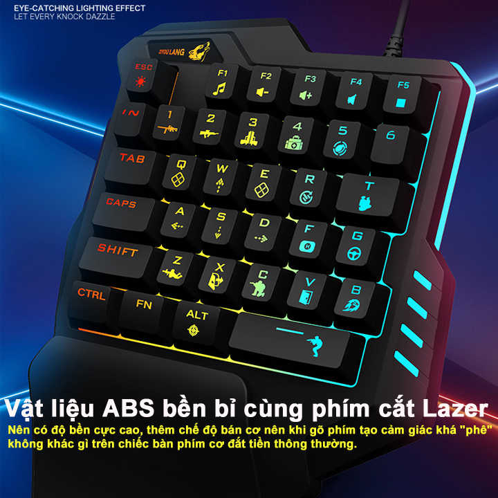 Bàn phím giả cơ FREE WOLF K1 HN Tặng Kèm HUB G1 chơi game Pubg Mobile, Rules of Survival, Free Fire trên điện thoại, máy tính bảng, Laptop và PC - Hàng Chính Hãng