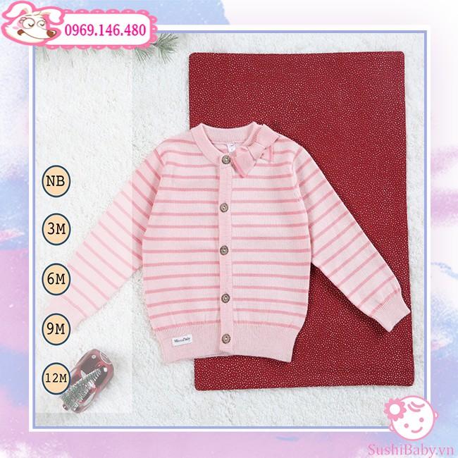 Áo len cài giữa cardigan sọc ngang phối màu xinh xắn