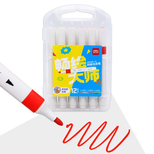 Hộp 12 Bút Màu Acrylic Marker - Deli HM166-12