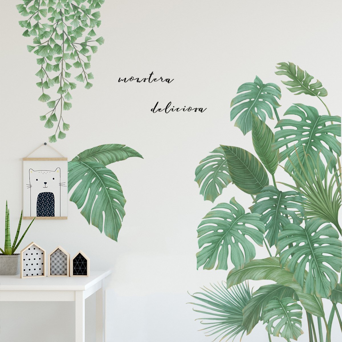 Decal dán tường lá cây nhiệt đới trang trí tươi mát