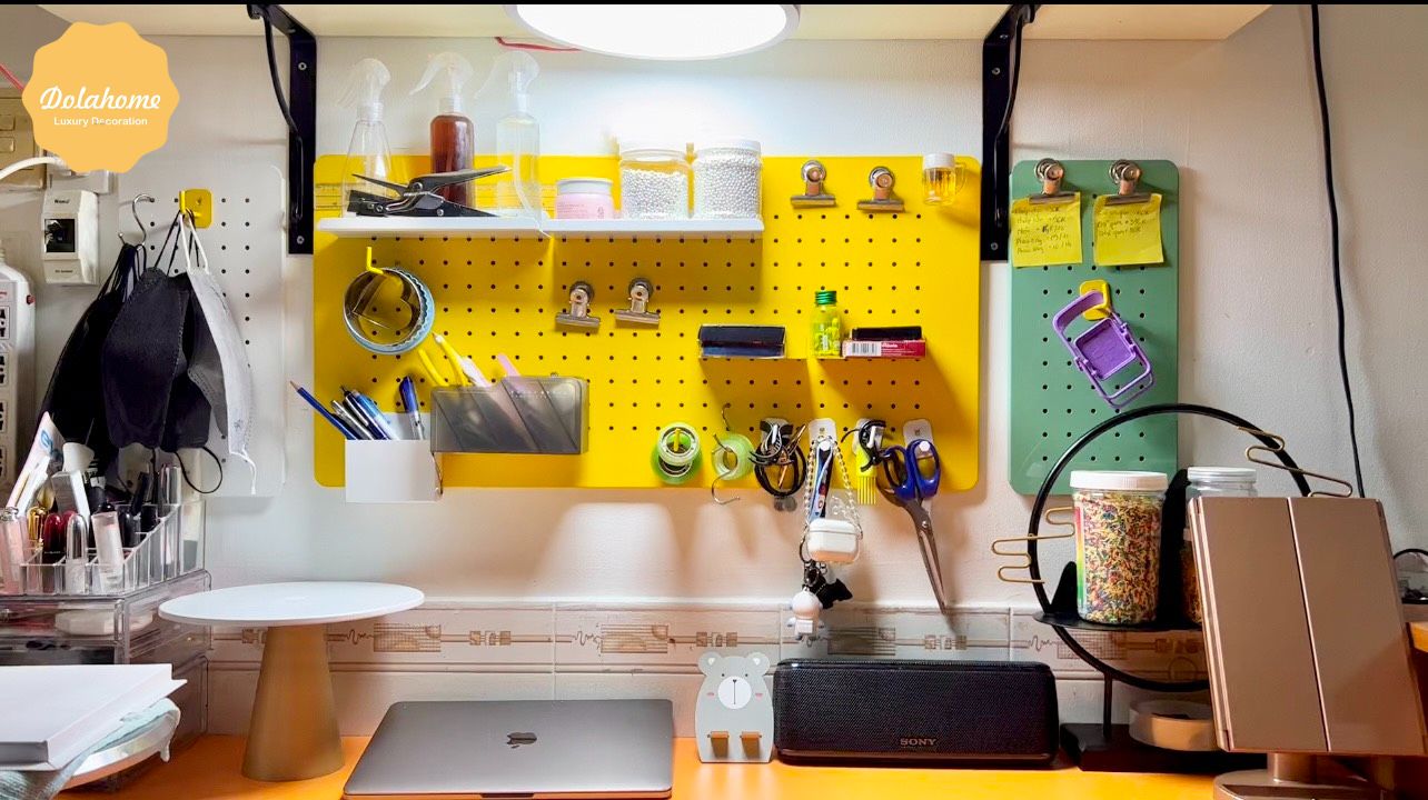 Bảng lỗ Pegboard Dola Home kim loại cao cấp tiện dụng trang trí phòng khách phòng ngủ phòng làm việc bảo hành 12 tháng