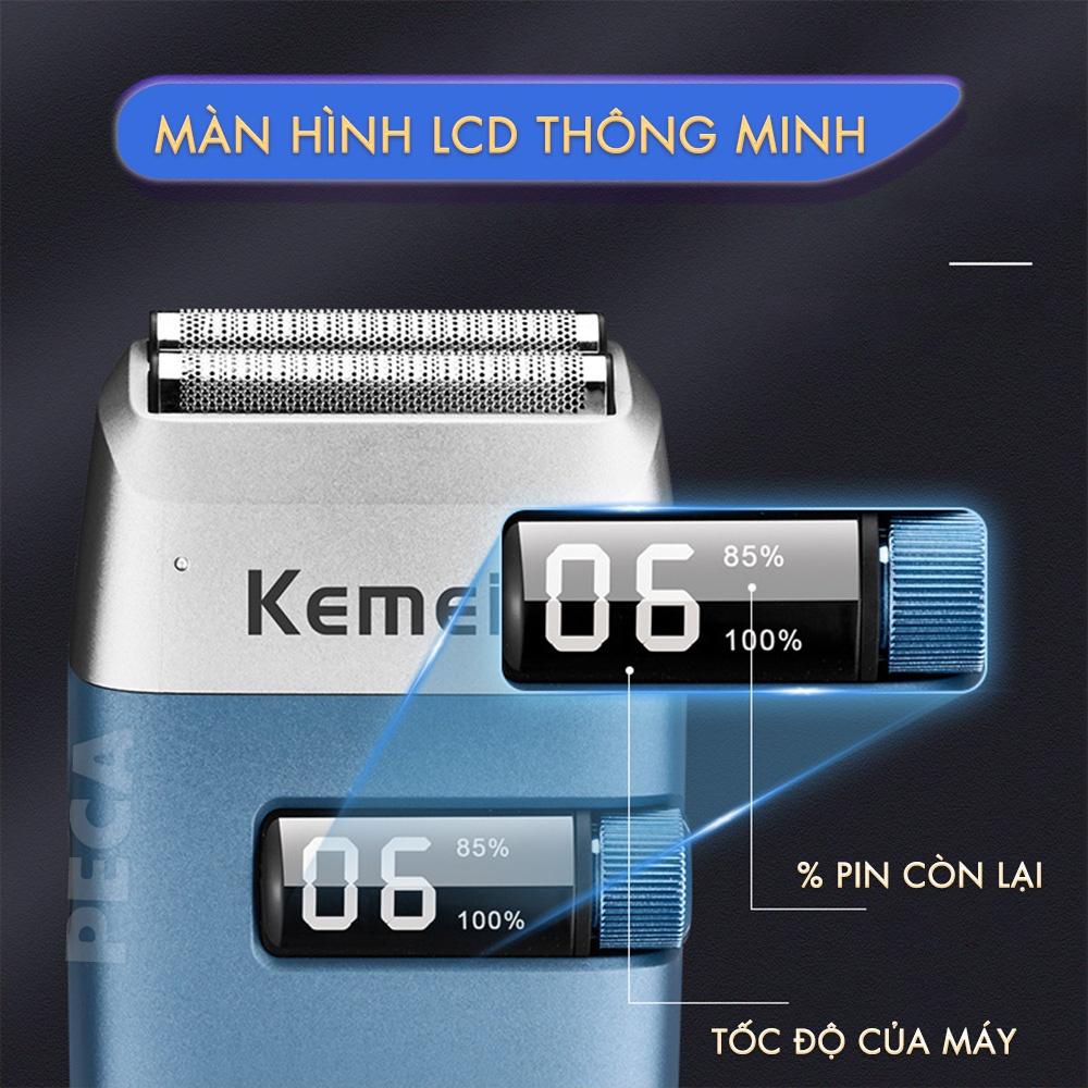 Máy cạo khô chuyên nghiệp Kemei KM-3385 chuyên dùng cạo râu, cạo đầu, fade trắng chân tóc, sạc nhanh USB 2 mức tốc độ