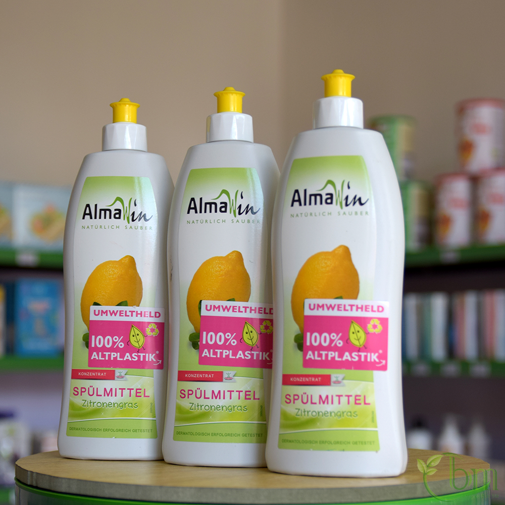 Nước rửa chén hữu cơ hương chanh Almawin 500ml có hương thơm tự nhiên được chiết suất từ hương chanh hữu cơ