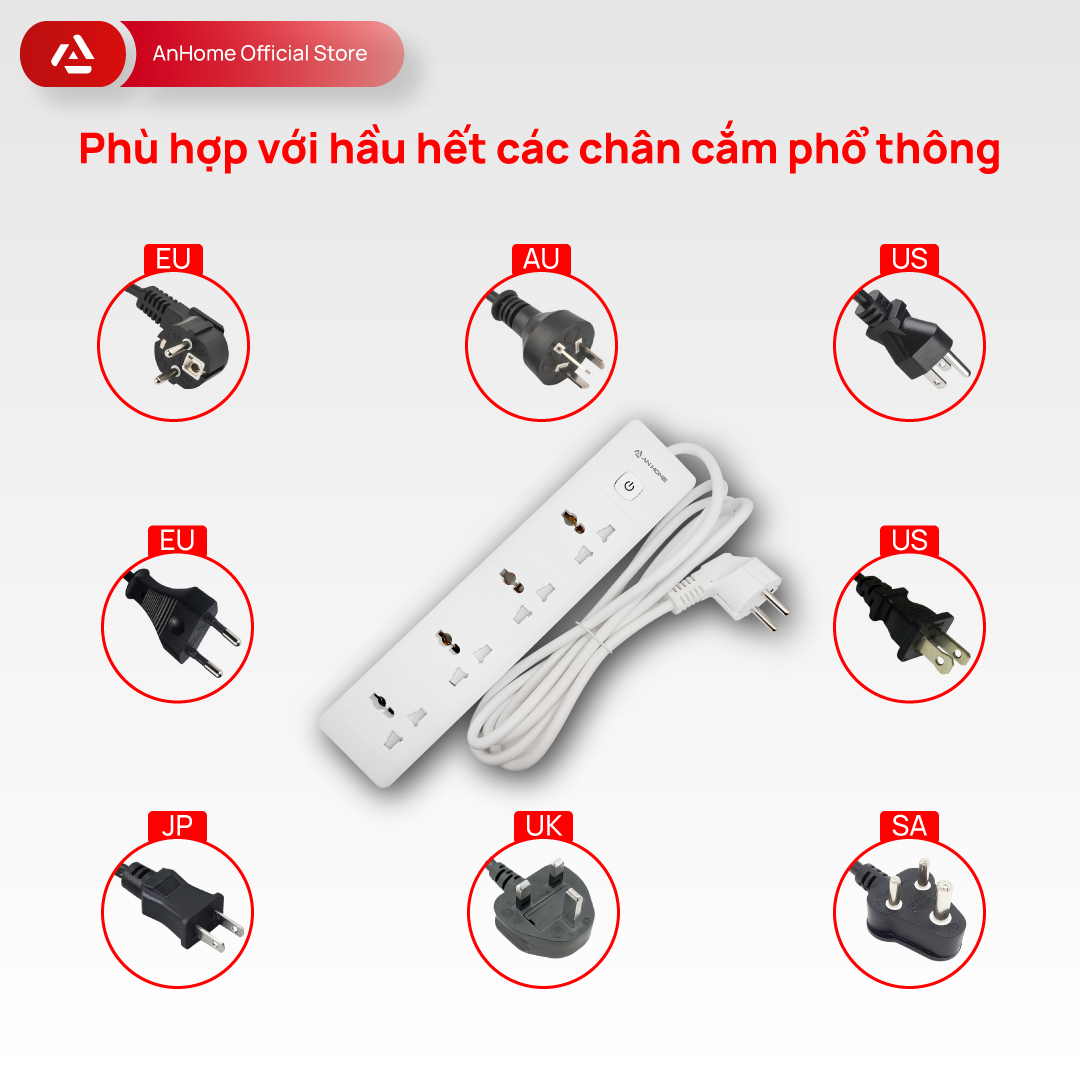 Ổ cắm nối dài thông minh WiFi + BLE 4 cổng AnHome Smart PowerStrip P4