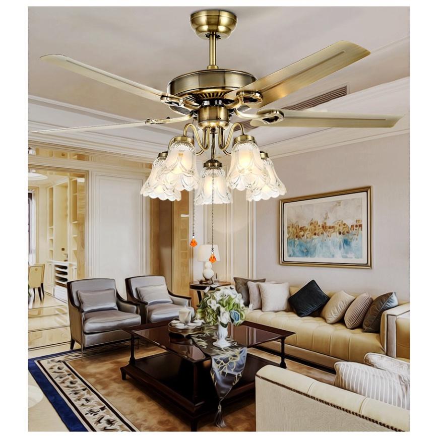 Đèn quạt trang trí nội thất cổ điển - kèm bóng Led chuyên dụng
