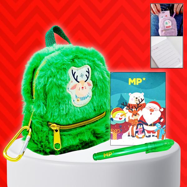 Bóp Viết Mini Giáng Sinh Kèm Sổ Tay Và Bút Bi - MP CH57014 - Màu Xanh Lá