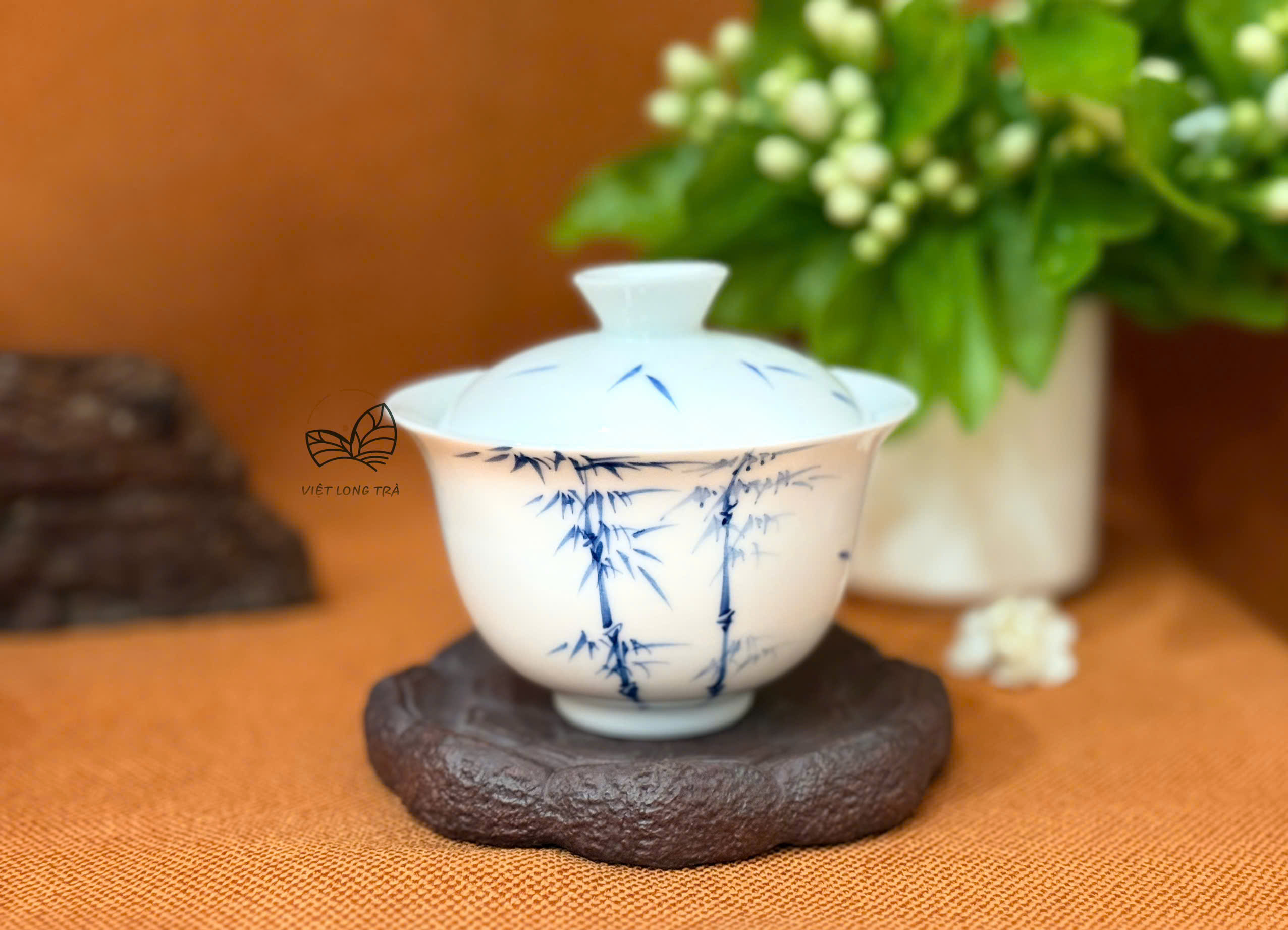 CHÉN KHẢI PHA TRÀ SỨ TRẮNG VẼ TAY TRÚC TIẾT - DUNG TÍCH 125ML