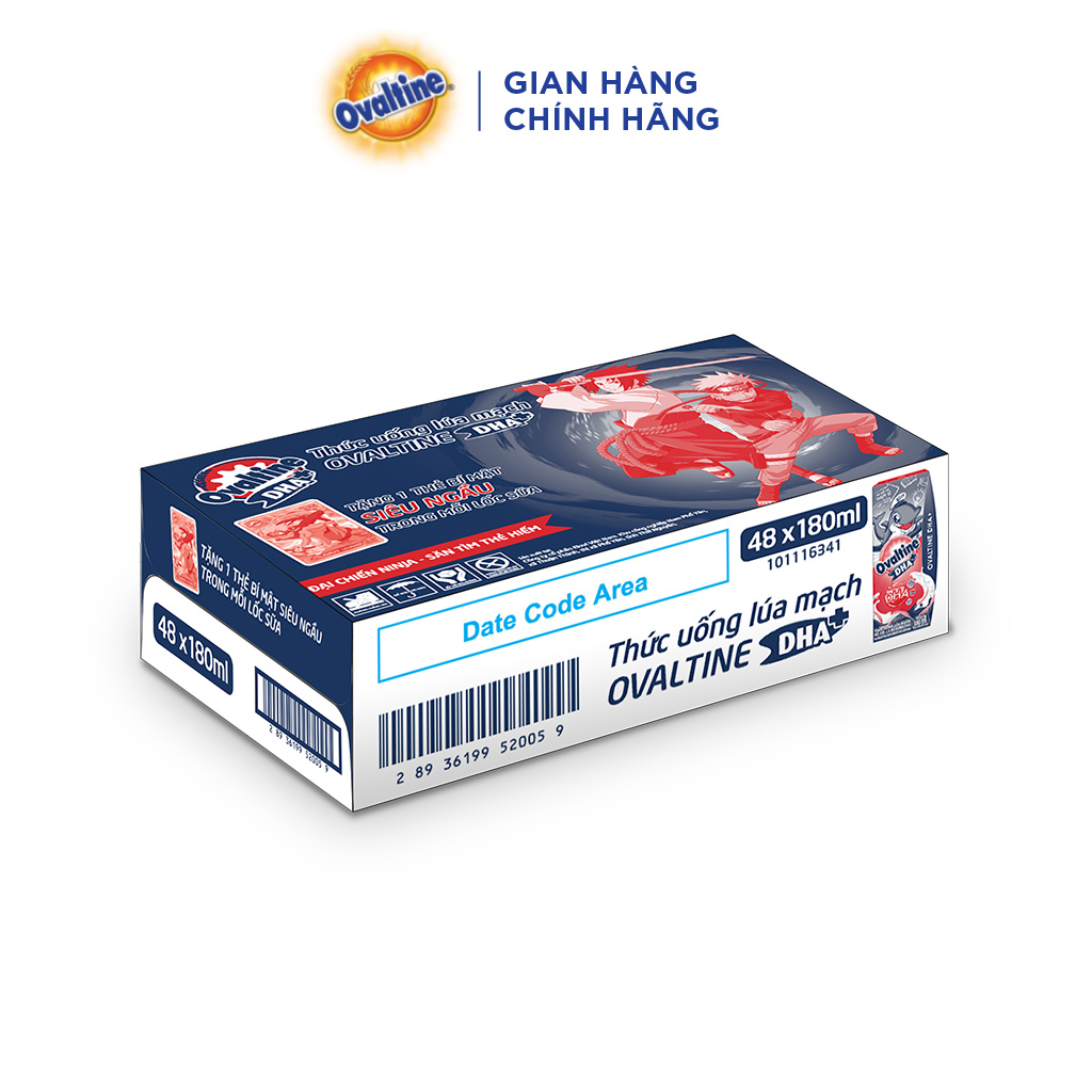 Thùng 12 lốc thức uống lúa mạch hương vị sô-cô-la Ovaltine DHA+ PRO Hộp Giấy 180ML x 4 công thức mới (Phiên bản đặc biệt)