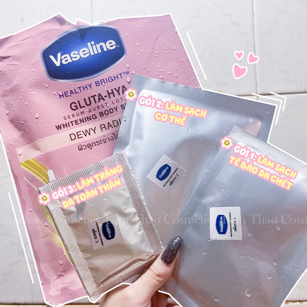 Kem tắm trắng Vaseline Gluta-Hya Whitening Body Dewy Radiance Shower 120g( không có tem phụ- không xuất hóa đơn đỏ )