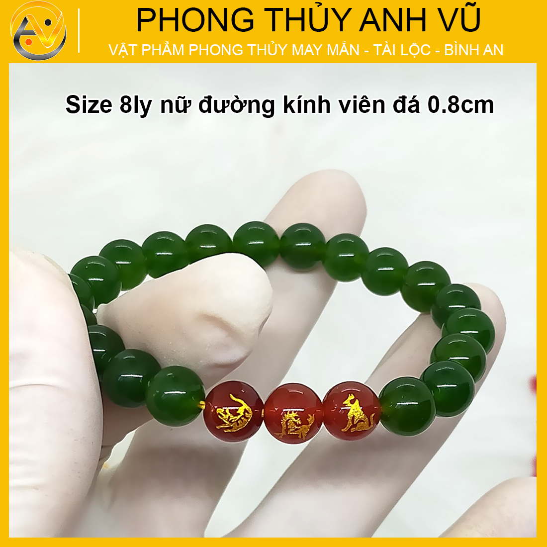 Vòng đá mã não tam hợp dần ngọ tuất - size 8 10ly cho nữ mệnh mộc, mệnh hỏa - có khai quang điểm nhãn may mắn tài lộc - bảo hành 12 tháng - PHONG THỦY ANH VŨ