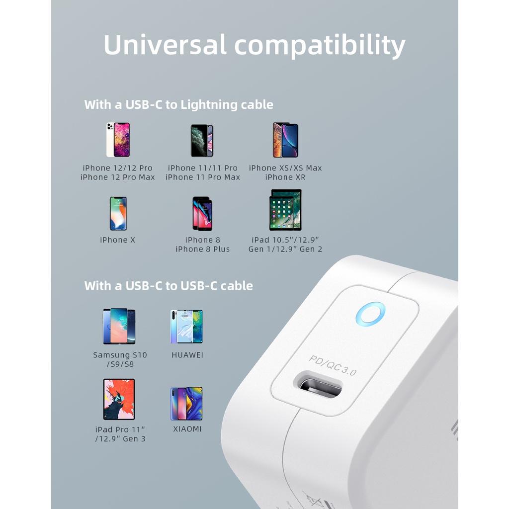 SẠC NHANH IPHONE 12 I 13 20W INNOSTYLE USB-C PD MINIGO III IC20PDWHI - HÀNG CHÍNH HÃNG