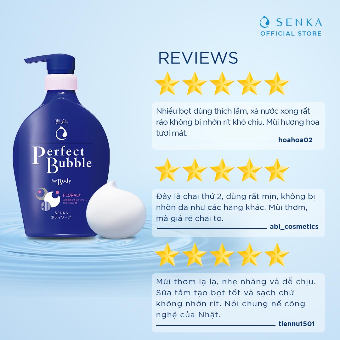 Sữa tắm dưỡng ẩm hương hoa tươi mát Senka Perfect Bubble for Body Floral Plus 500ml