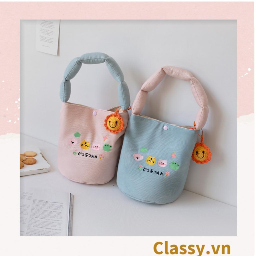 Túi vải canvas Classy tay, đựng phụ kiện, túi đựng hộp cơm đáng yêu tiện lợi T1247