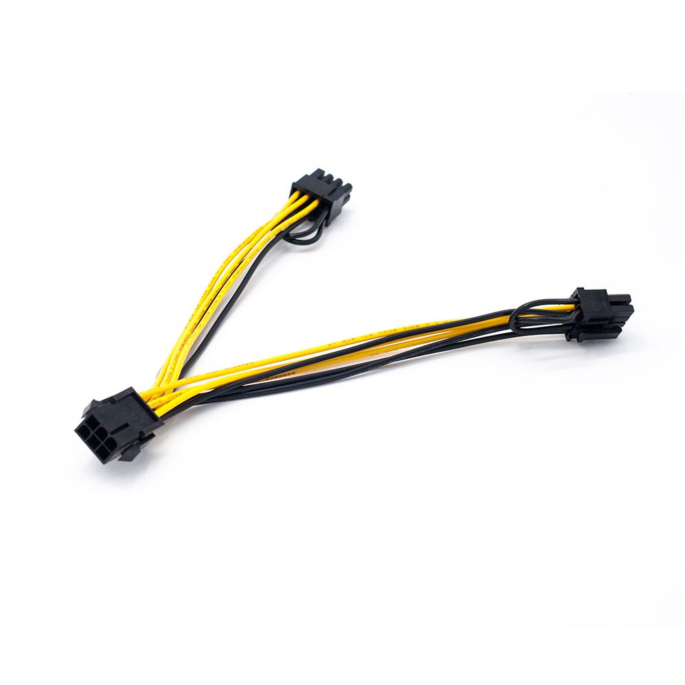 PCI-E 6-pin to Dual 6+2-pin  Power Splitter Cable Graphics Card PCIE PCI Express 6Pin to Dual 8 Pin Power Cable