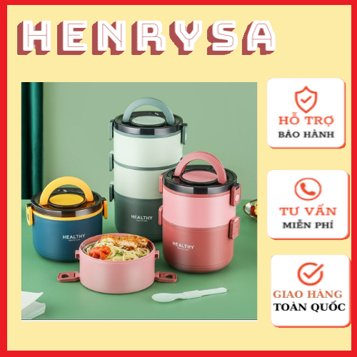 Cà Mèn HEALTHY 3 tầng giữ nhiệt, lõi inox cao cấp - Chính hãng HENRYSA