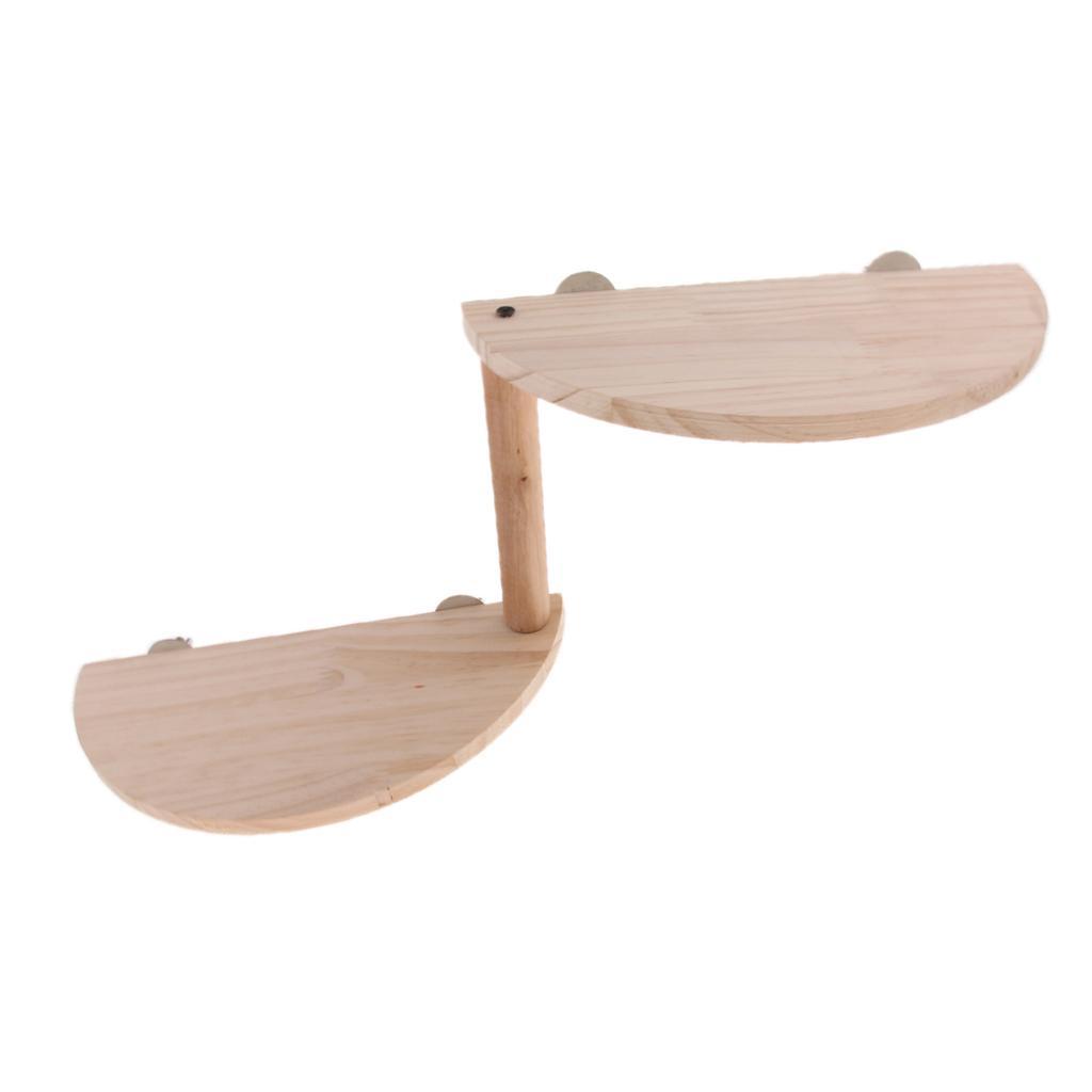 Small Pet Wooden Cage Platform Shelf Semi-circle Board for Hamster Squirrel
