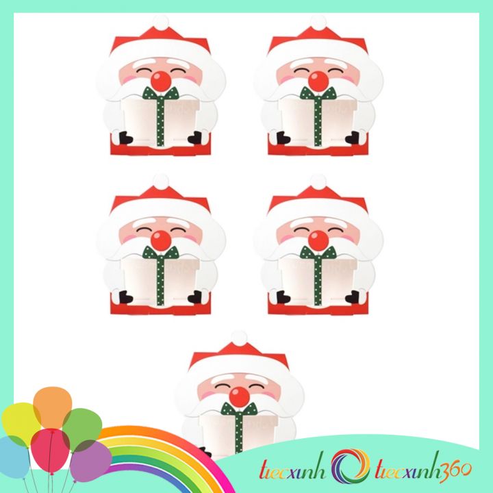 Set 5 hộp quà hình ông già Noel kèm túi