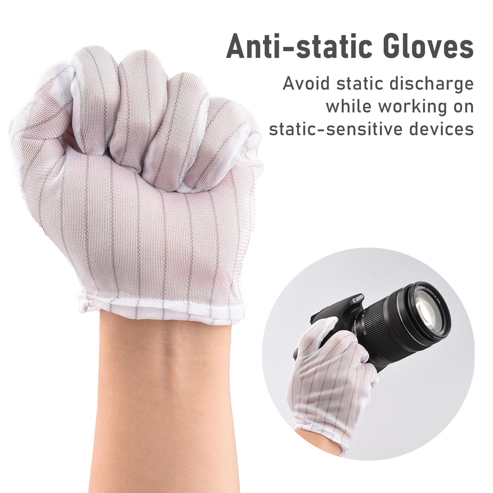 3-in-1 Camera Cleaning Kit with 1 Pair Anti-static Gloves + 1 Lens Brush + 1 Cleaning Cloth for DSLR Digital Camera