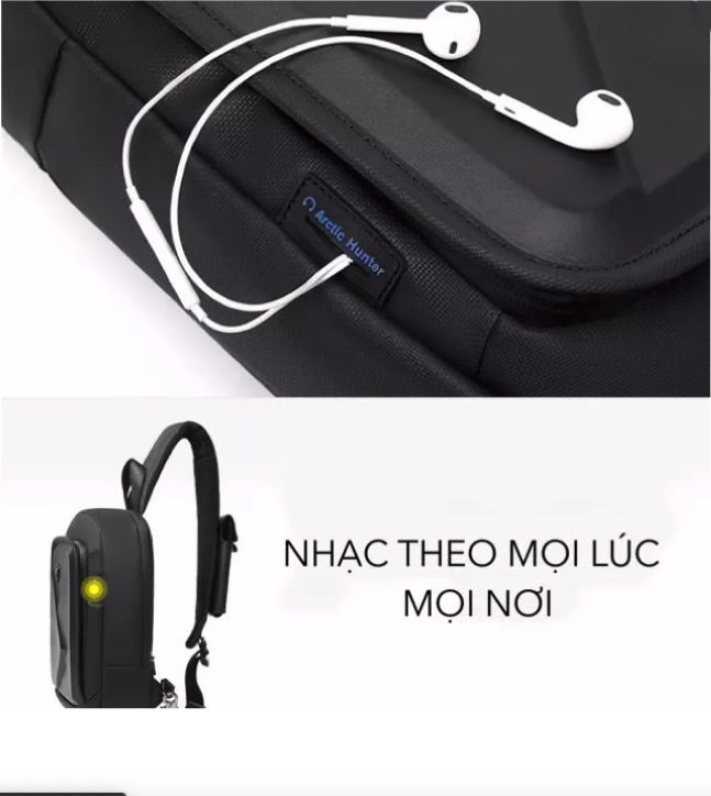 Túi đeo chéo đa năng có cổng tai nghe và cổng usb cho sạc dự phòng Artic Hunter cao cấp