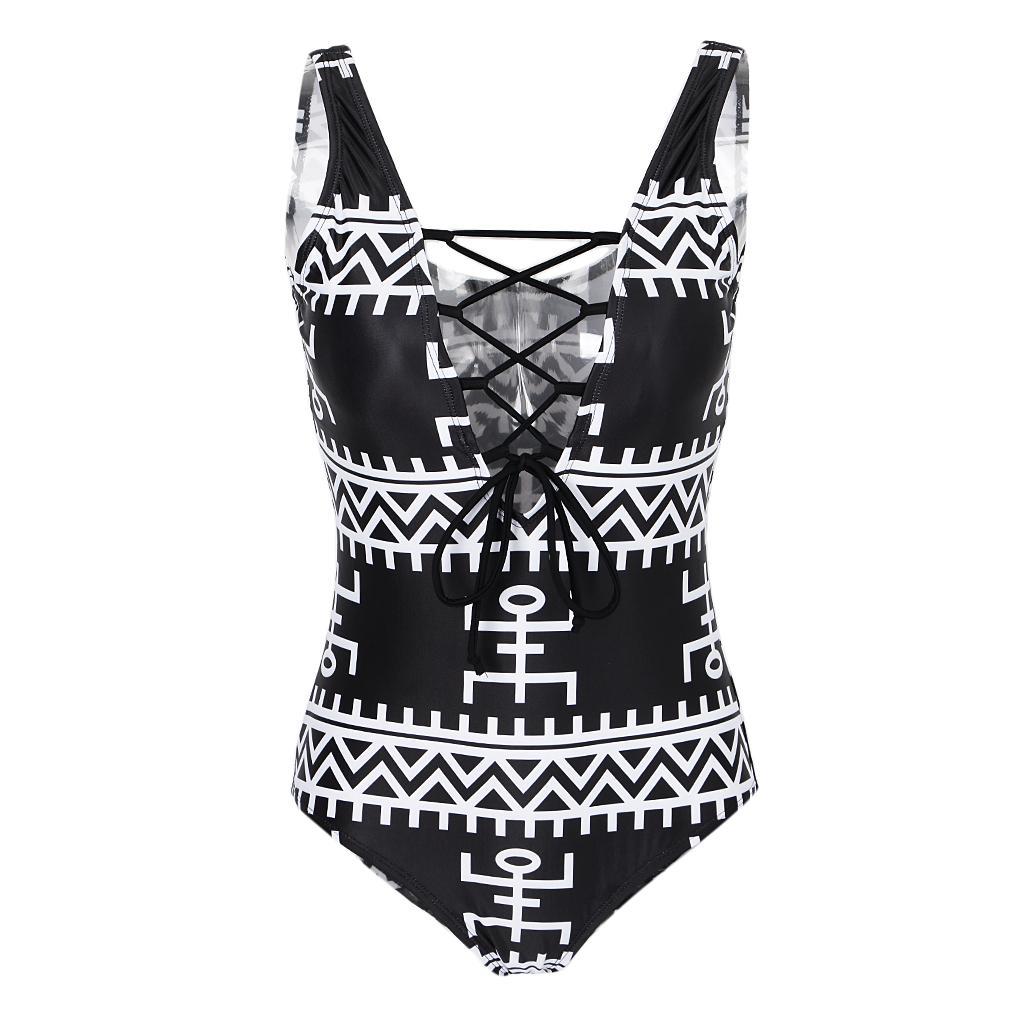 Women's Hollow Out Sleeveless Monokini Swimsuit High Cut Leg One Piece Bikini